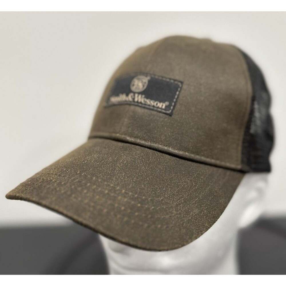 Smith & Wesson Trucker Hat Brown Waxed Graphic Liner 540 Brands Snapback Cap